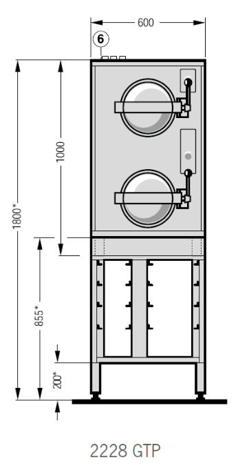 Technische Zeichnung - HOBART 2228 GTP - Trockendampt-Schnellgarer © Grafik Hobart